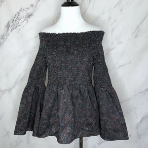 La Vie Rebecca Taylor Black Smocked Blouse